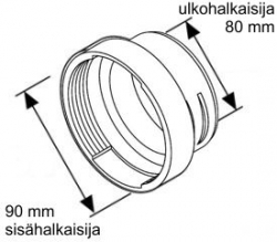 Webasto supistuskappale 90 mm Y-haaraan, 80 mm letku