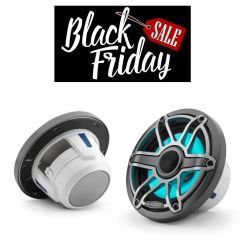 JL Audio 6.5" M6-650x kaiutinpari titaaninvärisellä Sport-ritilällä ja aseharmaalla rungolla sekä LED-valaistuksella