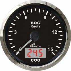 GPS NOPEUSMITTARI 15 S, MUSTA/RST