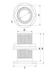 TRUDESIGN Läpivienti 1 1/4" Valkoinen