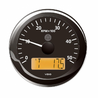 VDO kierroslukumittari 0-5000 rpm LCD-näytöllä 85 mm, musta