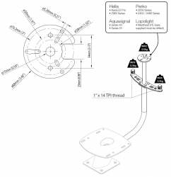 Scanstrut antenni-/valomasto PowerTower® alumiinijalalle