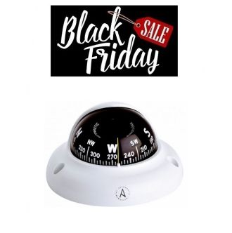 Autonautic C3002 pinta-asennettava kompassi 65 mm ruusulla, valkoinen