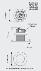 Airmar B60 kallistetun elementin läpivientianturi 50/200 kHz pronssi 12° 