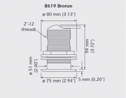 Garmin B619 Pohjanläpianturi, pronssi 200 kHz kaiku/lämpö 20° 8-pin liittimellä