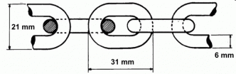 Kalibroitu 6 mm DIN766 galvanoitu kettinki 50 metriä