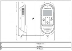 Ray90/91 VHF radiopuhelimen langattoman käyttöpaikan mittakuva
