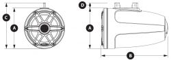 JL Audio 7.7" koteloitu M3-770ETXv3 valkoinen kaiutinpari Sport-ritilällä ja LED-valaistuksella