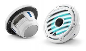 JL Audio 6.5" M6-650x kaiutinpari valkoisella Classic-ritilällä ja rungolla sekä LED-valaistuksella