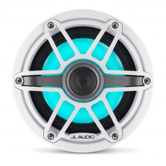 JL Audio 6.5" M6-650x kaiutinpari valkoisella Sport-ritilällä ja rungolla sekä LED-valaistuksella