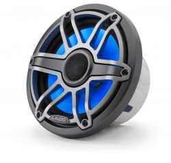 JL Audio 7.7" M6-770x kaiutinpari titaaninvärisellä Sport-ritilällä ja aseharmaalla rungolla sekä LED-valaistuksella