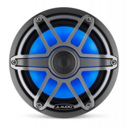 JL Audio 7.7" M6-770x kaiutinpari titaaninvärisellä Sport-ritilällä ja aseharmaalla rungolla sekä LED-valaistuksella