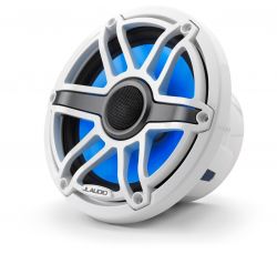 JL Audio 7.7" M6-770x kaiutinpari valkoisella Sport-ritilällä ja rungolla sekä LED-valaistuksella