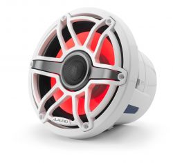 JL Audio 8.8" M6-880x kaiutinpari valkoisella Sport-ritilällä ja rungolla sekä LED-valaistuksella