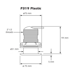 Raymarine P319 läpivientianturi, muovi