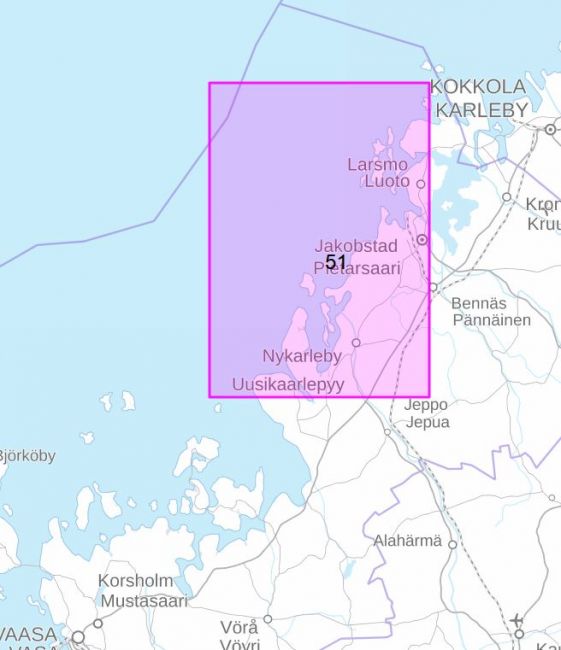 Rannikkokartta 51, Pietarsaaren edusta 1:50 000 - Marinea erikoisliike ja  verkkokauppa