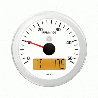 VDO kierroslukumittari 0-5000 rpm LCD-näytöllä 85 mm, valkoinen