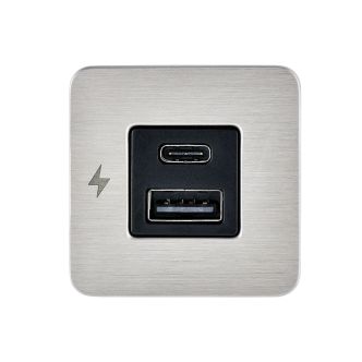 Scanstrut TILE USB-C, USB-A latauspistorasia, ruostumaton teräs