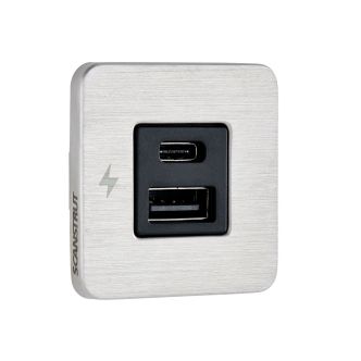 Scanstrut TILE USB-C, USB-A latauspistorasia, ruostumaton teräs
