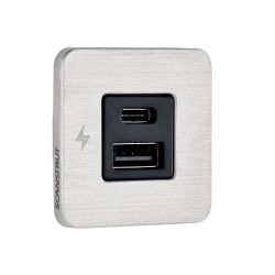 Scanstrut TILE USB-C, USB-A latauspistorasia, ruostumaton teräs