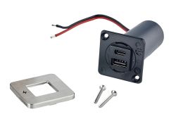 Scanstrut TILE USB-C, USB-A latauspistorasia, ruostumaton teräs