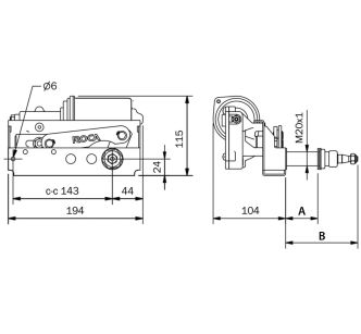 Roca W25 pyyhkijän moottori 24 V 64 mm