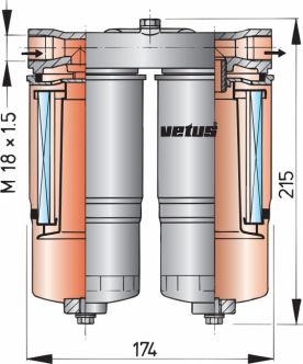 Vetus WS720 diesel- ja bensiinisuodatin