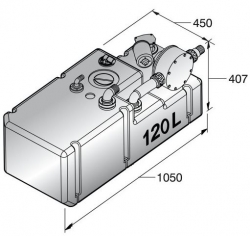 Vetus Septitankkijärjestelmä 120 l, 24 V pumpulla, sisältää liittimet (ei täyttö) sekä tarkistusluukun