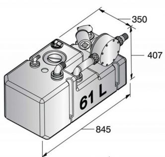 Vetus Septitankkijärjestelmä 61 l, 12 V pumpulla, sisältää liittimet (ei täyttö) sekä tarkistusluukun
