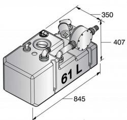 Vetus Septitankkijärjestelmä 61 l, 12 V pumpulla, sisältää liittimet (ei täyttö) sekä tarkistusluukun
