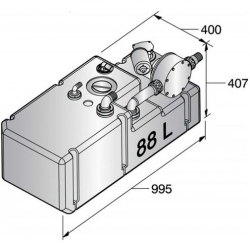 Vetus Septitankkijärjestelmä 88 l, 12 V pumpulla, sisältää liittimet (ei täyttö) sekä tarkistusluukun